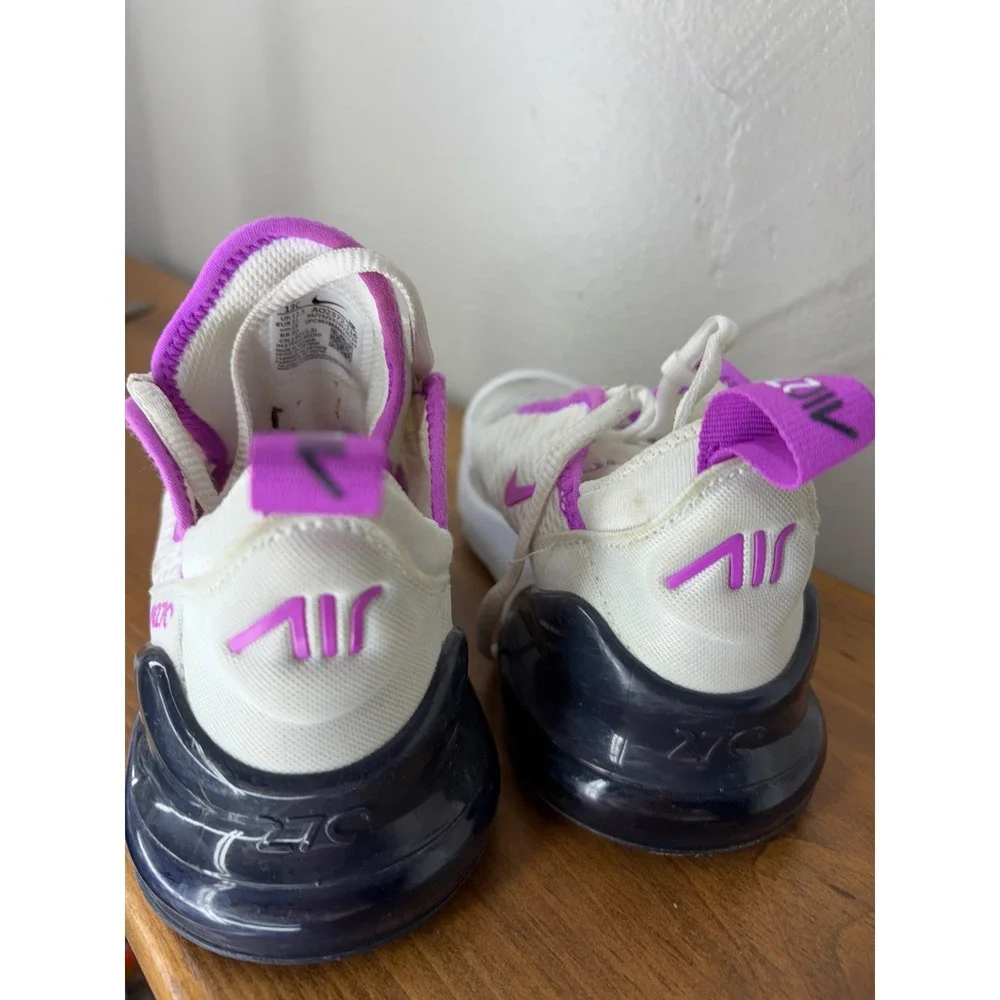 Nike Air Max 270 Kids White Fierce Purple Black AO2372-116 Size 13C